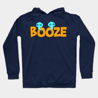 Boo-ze cute ghost cartoon blue orange typography Hoodie